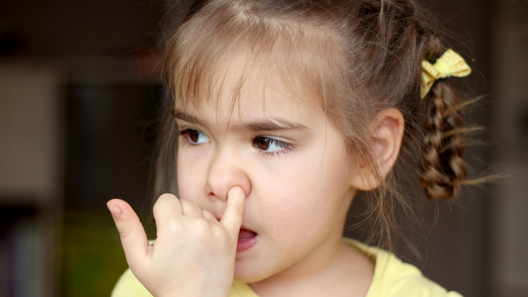 Little Girl Picking Nose